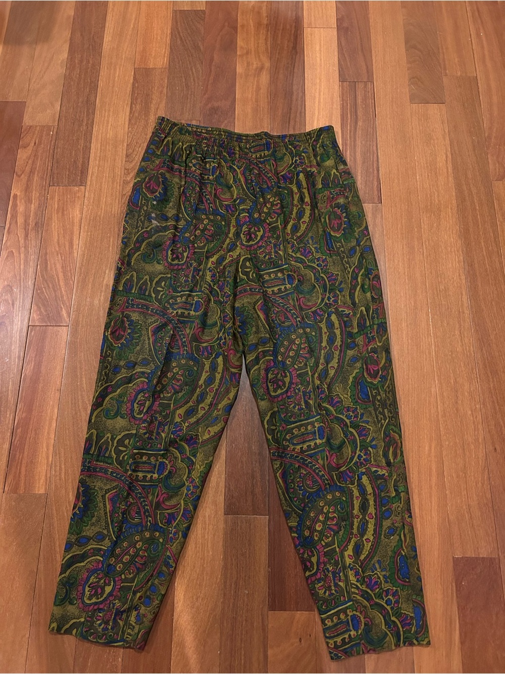 Notations Olive Green Paisley Wide Leg Pants size 6
